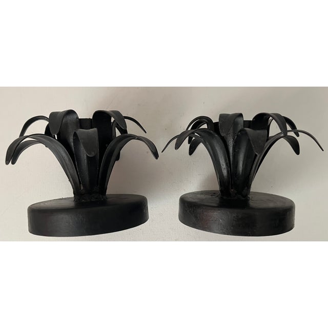 Modern Wrought Iron Handmade 'Pineapple' Candle Holders-Set Two For Sale - Image 3 of 5