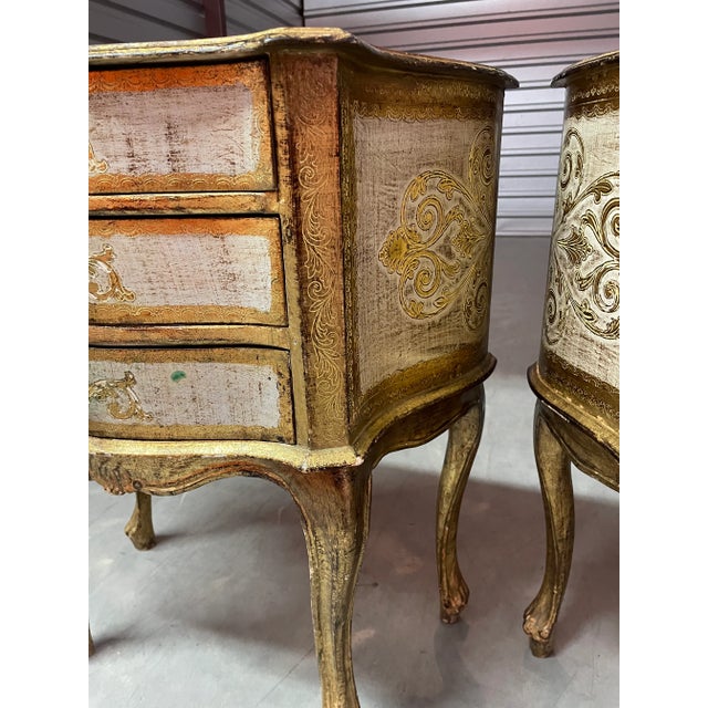 1950s Italian Florentine Nightstands Pair For Sale - Image 5 of 11