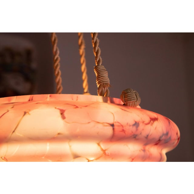 Pink 1950s Pink Art Deco Chandelier For Sale - Image 8 of 12