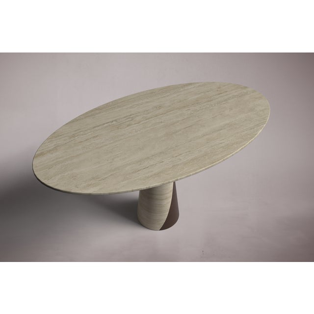 Yang Oval Travertine Dining Table For Sale - Image 4 of 4