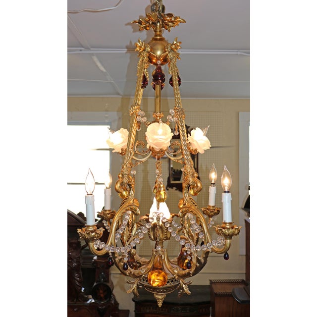 1910 French Belle Epoque Style Gilt Bronze Crystal Chandelier For Sale - Image 12 of 18