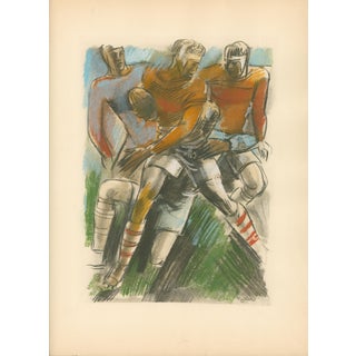 Milivoj Uzelac – Rugby Players – Original Art Deco Pochoir Sporting Print, 1932 For Sale