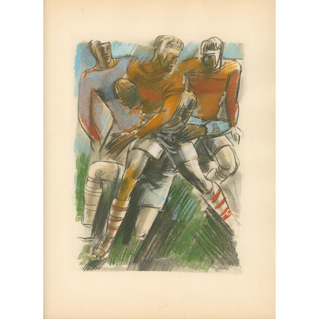 Milivoj Uzelac – Rugby Players – Original Art Deco Pochoir Sporting Print, 1932 For Sale