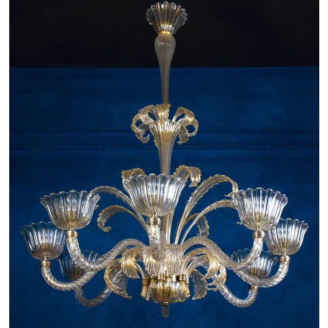 Art Deco Mounted Murano Glass Chandelier by Ercole Barovier, 1940 For Sale - Image 16 of 17