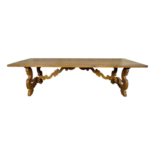 Monumental Spanish Baroque Walnut Trestle Dining Table by Miamar Home For Sale