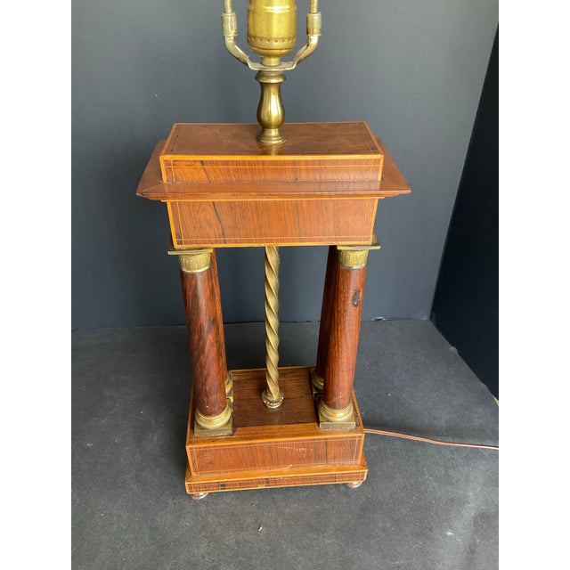 19th C French Empire Rosewood Gilt Bronze Ormolu Portico Clock Case Lamp For Sale - Image 4 of 6