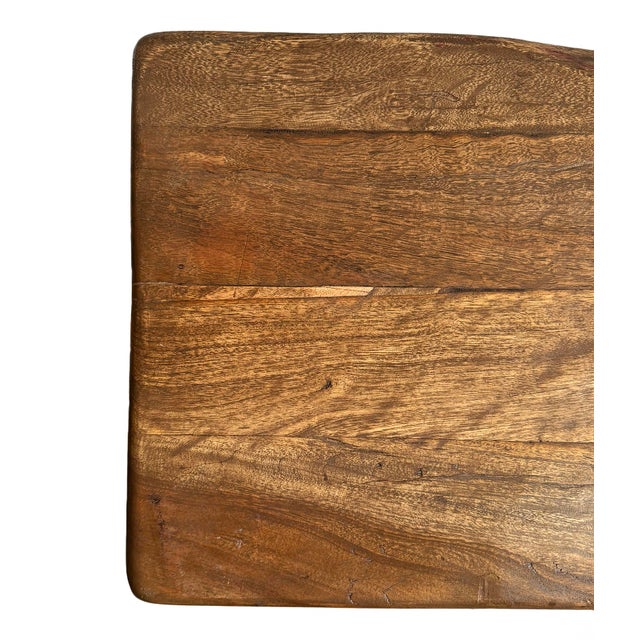 Wood Vintage Thick Solid Wood Bench For Sale - Image 7 of 7