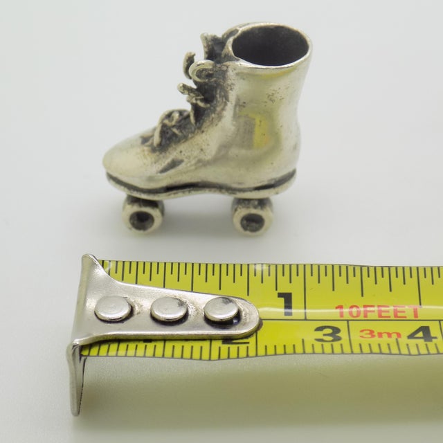 Vintage Italian Handmade Genuine Silver Rare Roller Skate Dollhouse Miniature Figurine For Sale - Image 9 of 9