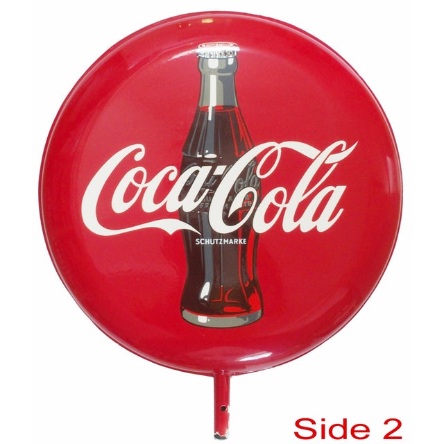 Metal Large Double-Sided Coca Cola Enameled Sign, 1960s For Sale - Image 7 of 12