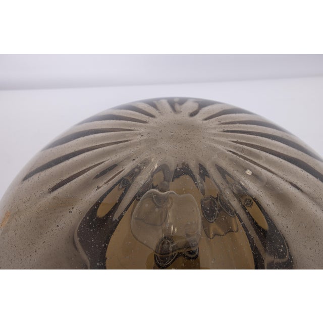 1970s Round Smoked Glass Flush Mount from Hillebrand, Germany, 1970 For Sale - Image 5 of 15