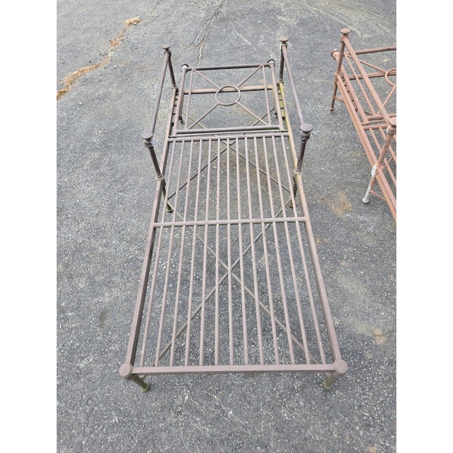Metal Vintage Wrought Iron Outdoor Chaise Lounges - Set of 2 For Sale - Image 7 of 11