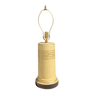 Vintage Greek Key Gold Leaf Column Table Lamp For Sale