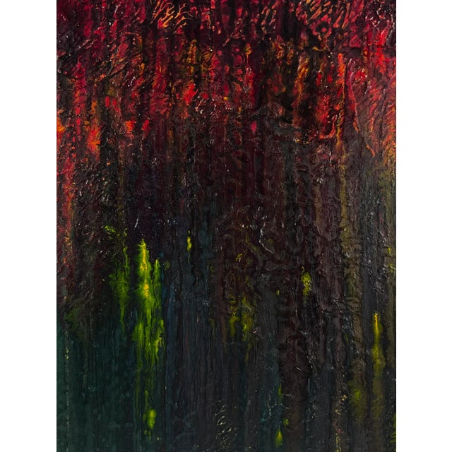 Abstract Expressionism Fire in the Forest at Night by Dave Francis Original Acrylic on Canvas For Sale - Image 3 of 7