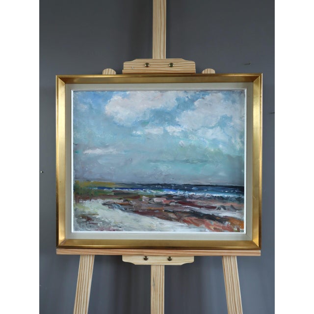 1978 Modernist 'Drift at Low Tide' Expressive Original Coastal Landscape Oil Painting, Framed For Sale - Image 4 of 12