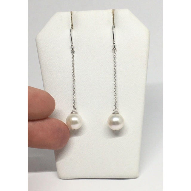 White Akoya Pearl Drop Earrings14 Karat Gold Women Certified For Sale - Image 8 of 9