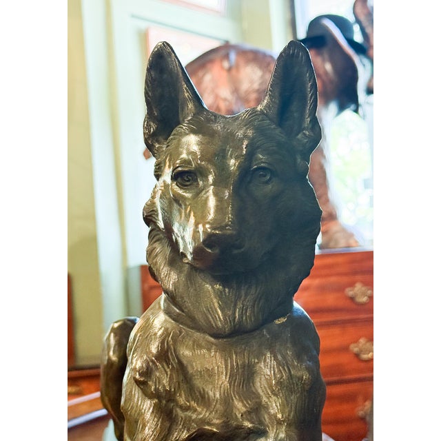 French Alsatian Dog Sculpture of Patinated Bronze by Jules Edmond Masson For Sale - Image 11 of 12
