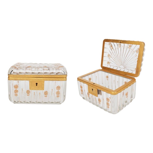 19th Century French Baccarat Gilt Bronze & Crystal Box For Sale
