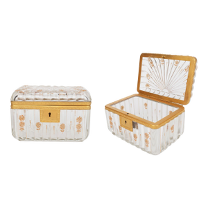 19th Century French Baccarat Gilt Bronze & Crystal Box