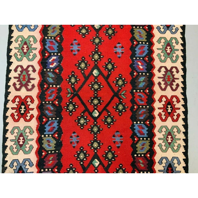 Vintage Turkish Serbian Shabby Wool Kilim Pirot Rug 200 x 100 cm For Sale - Image 5 of 8