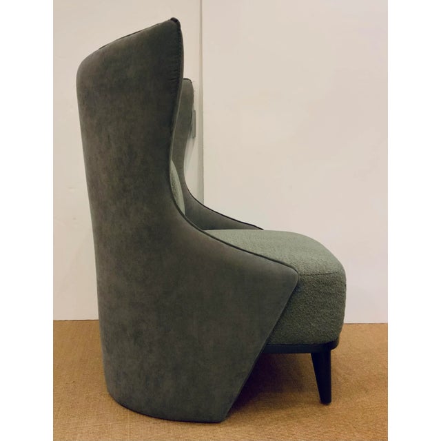 Caracole Modern Sage Suede Forma Wingback Chair For Sale In Atlanta - Image 6 of 7