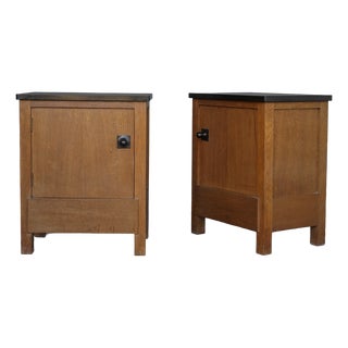 Art Deco Oak Bedside Cabinets by Henk Wouda for Pander & Zn., 1920s, Set of 2 For Sale