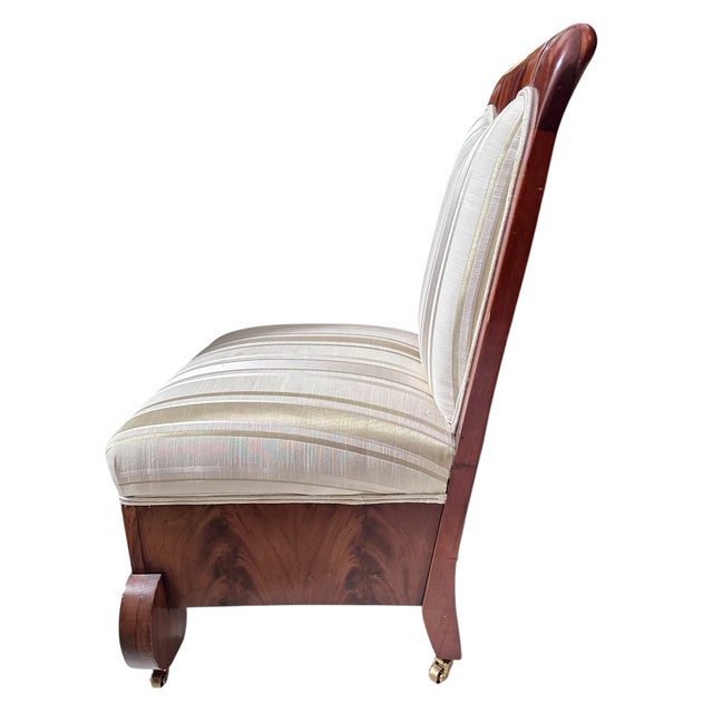 Wood Pair of Unusual Antique Art Deco Mahogany Slipper Chairs For Sale - Image 7 of 7