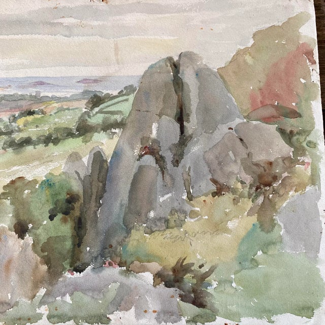 Listed British Artist Bernard Harper Wiles 1883-1966 - the Heath in England: Landscape Watercolor For Sale - Image 4 of 7