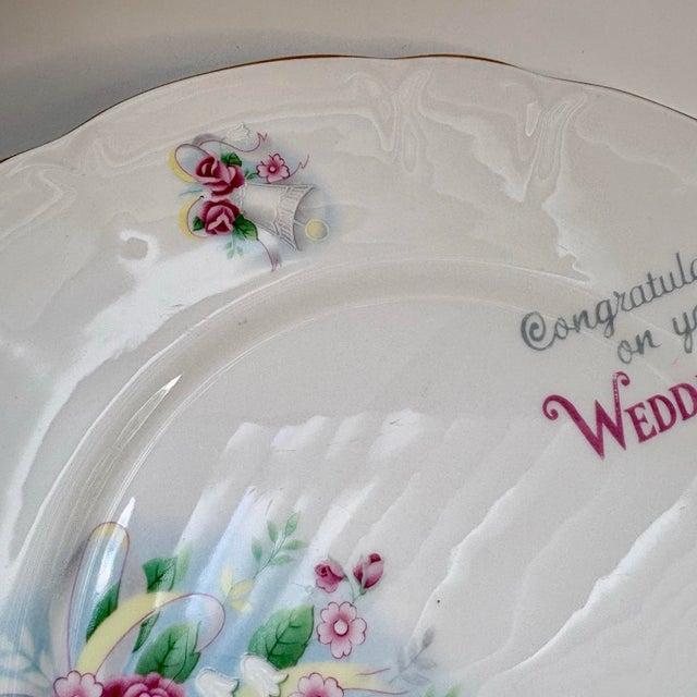White Vintage English Duchess Bone China Wedding Bells & Floral Plate For Sale - Image 8 of 11