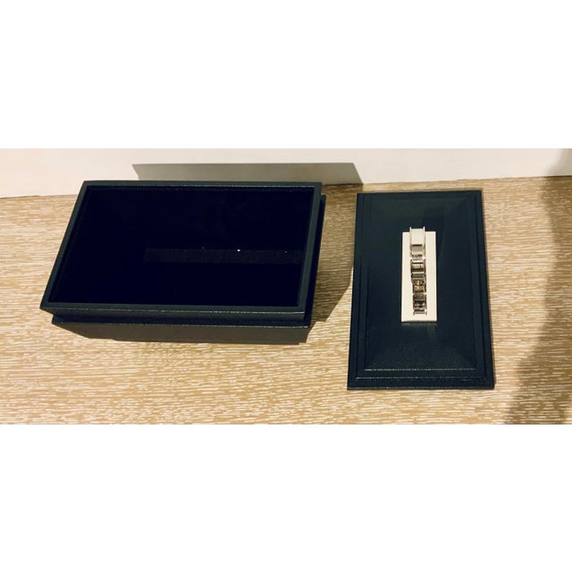 Modern Small Black Leather and Nickel Brash Box, showroom floor sample