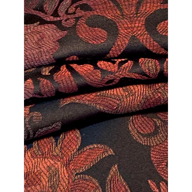 Home Decor Fabric Jacquard Gothic Revival Burgundy and Black Upholstery For Sale - Image 4 of 4