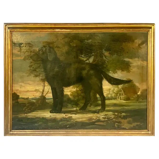 Black Labrador Retriever Painting, Oil on Canvas in Giltwood Frame For Sale - Image 11 of 11