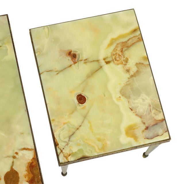 Nesting Tables in Onyx Marble and Copper, France, 1950s, Set of 3 For Sale - Image 14 of 15