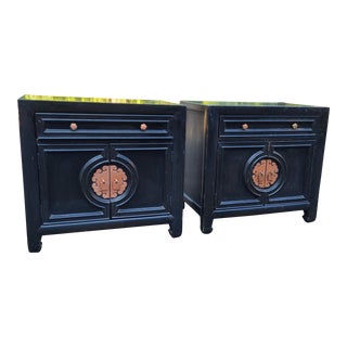 1970's Century Furniture Ming Style Chinoiserie Nightstands - a Pair For Sale