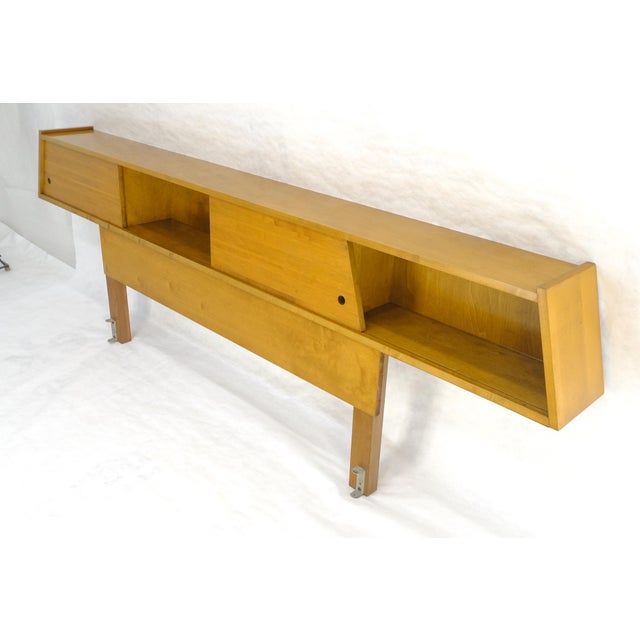 Mid-Century Modern Edmund Spence Blond Birch 92" Long Headboard Bed w/ Storage Compartment c1960s For Sale - Image 3 of 15