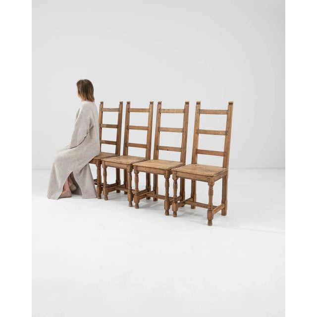 Brown 19th Century French Oak Dining Chairs, Set of Four For Sale - Image 8 of 9