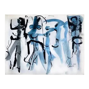 Midcentury Abstract Expressionist Ink Drawing on Paper by Salvatore Grippi, 1953