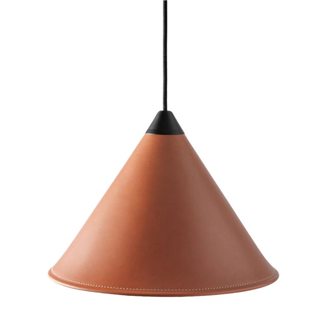 Namibia Leather Cone Lamp by Cuero Design For Sale