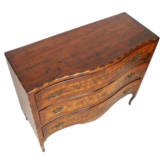 Venetian Walnut and Marquetry Commode from Historic Verona Villa, 1830s For Sale - Image 4 of 10