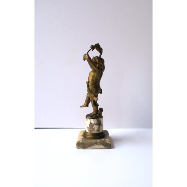 Late 19th Century French Gold Gilt Bronze and Marble Male Sculpture, 19th C France For Sale - Image 5 of 12