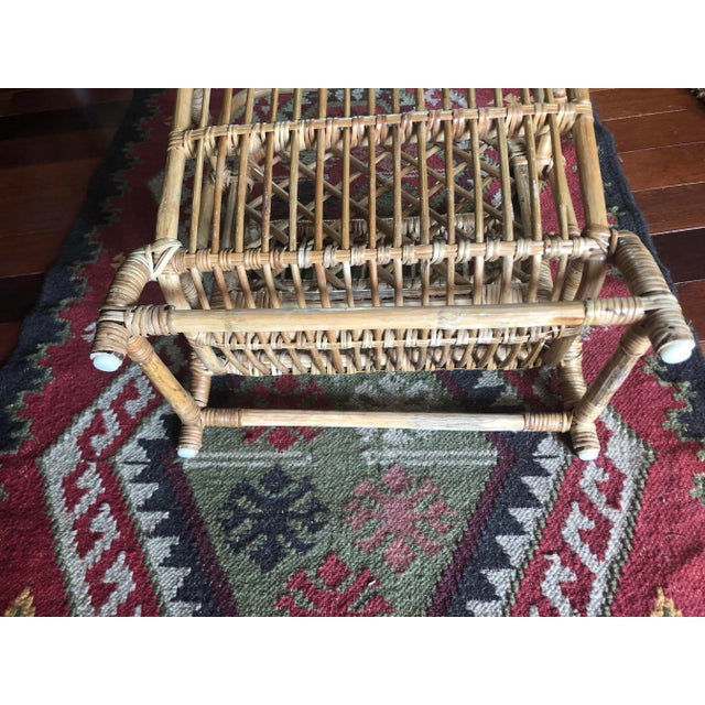 Vintage Mid Century Bamboo Magazine Rack Basket For Sale In Cleveland - Image 6 of 7
