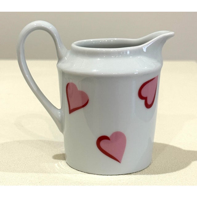 Ceramic D Porthault "Coeurs" Porcelain Coffee Pot, Creamer and Sugar Bowl For Sale - Image 7 of 12