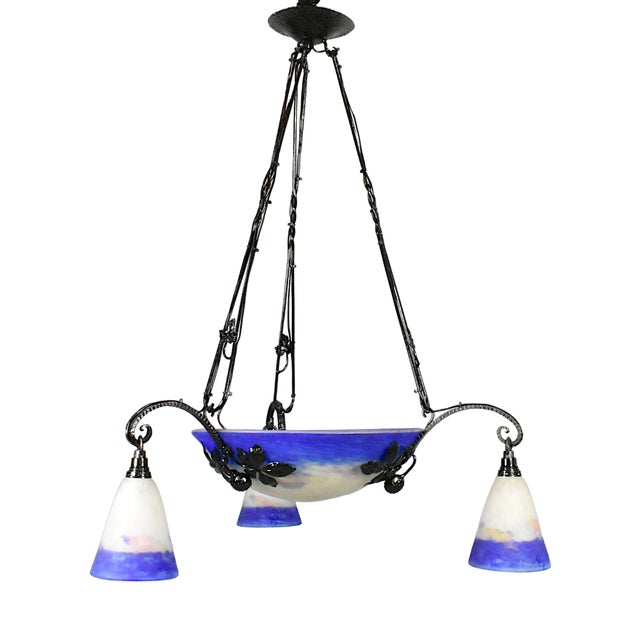 French Art Deco Ceiling Light by Degué, 1930s For Sale