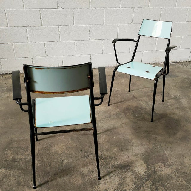 Metal Vintage Black Steel Dining Chair from Vitriform, Spain, 1970 For Sale - Image 7 of 8