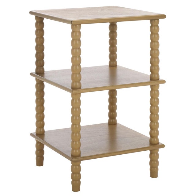 Dilyn Bobbin 3 Shelf Accent Table in Desert Brown For Sale In Philadelphia - Image 6 of 7
