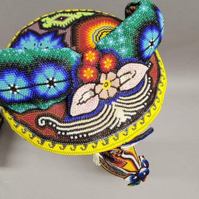 Monumental Huichol Beaded La Catrina, Day of the Dead, Sculpture, Mexico, 36” For Sale In Raleigh - Image 6 of 12
