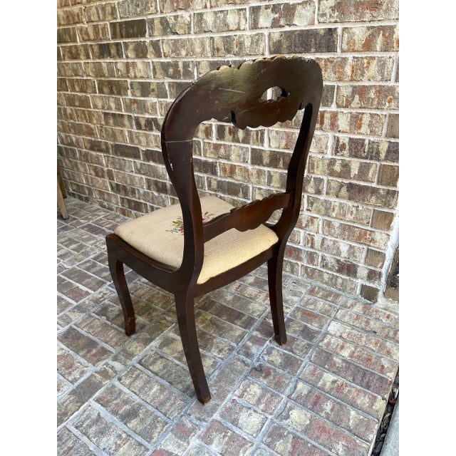 Curved Balloon Back Antique Victorian Chair With Needlepoint Cushion by Charlotte Chair Company For Sale - Image 12 of 12