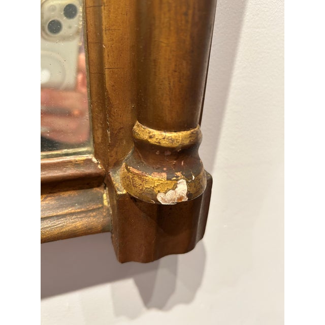 Early 19th Century Federal Giltwood Mirror With Reverse-Painted Tablet, Washington Motif For Sale - Image 5 of 9