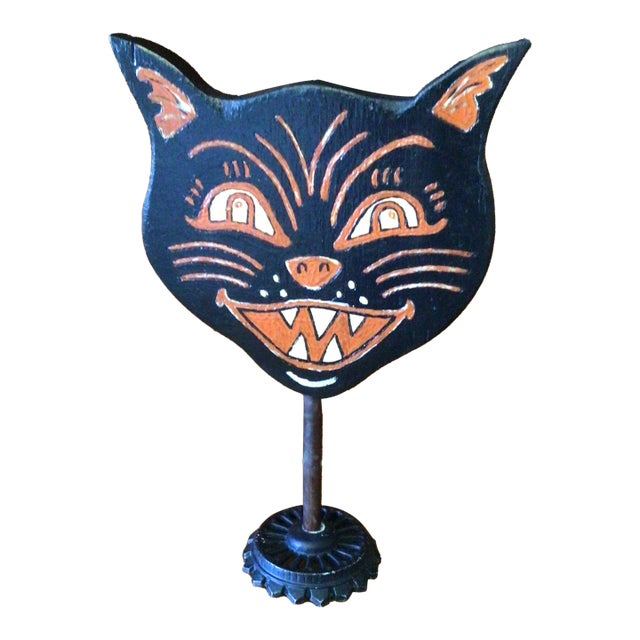 Victorian Folk Art Inspired Halloween Cat For Sale