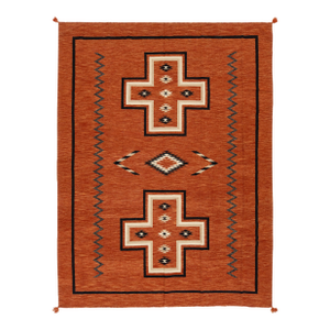 Handmade Modern Navajo Style Wool Rug - Terracotta & Earth Tones - 9x12