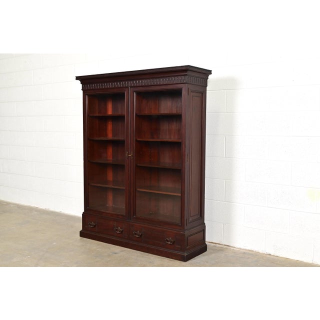 Victorian Herter Brothers Style Antique Eastlake Victorian Carved Mahogany Bookcase, Circa 1880s For Sale - Image 3 of 14